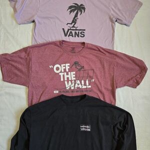 Vans Off The Wall Graphic Tee Bundle - Pink, Red, Black Lot Of 3.One Long Sleeve